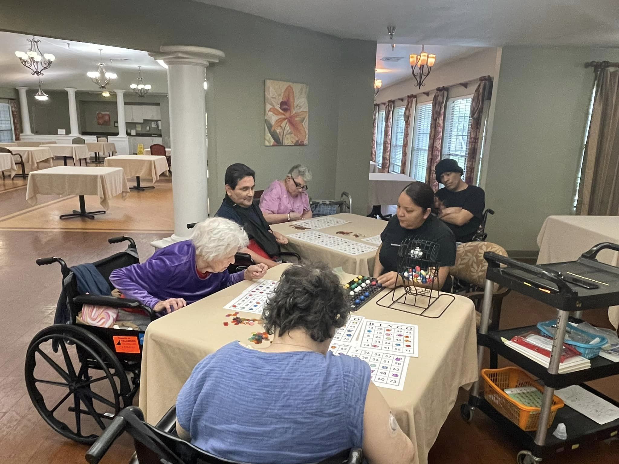 residents playing bingo